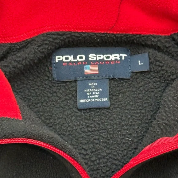 Ralph Lauren Polo Sport Red and Black Fleece Zip up - Picture 5 of 7